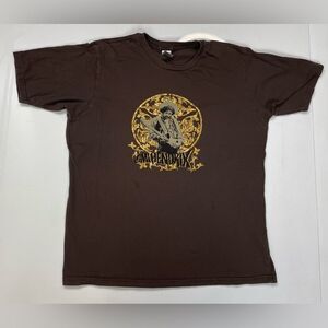 Jimi Hendrix Graphic T-shirt Women Large Brown Short Sleeve Music